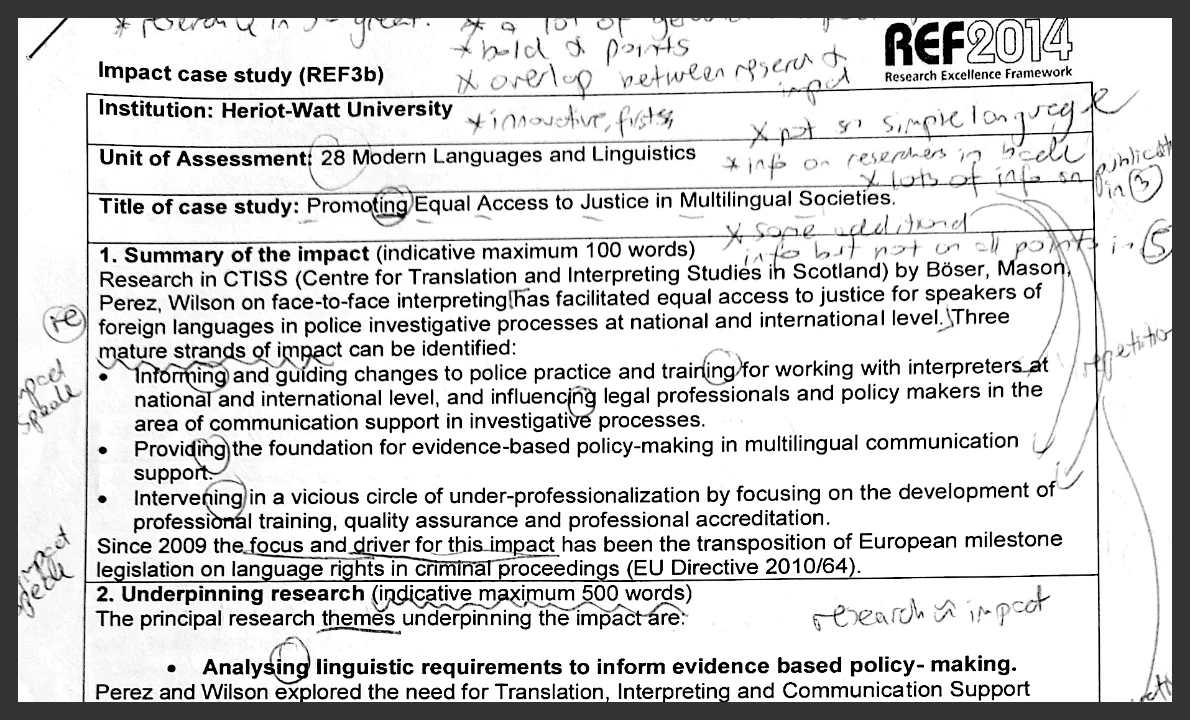 Impact case study close up